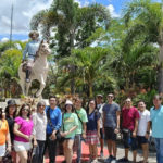 Group Shot with Statue